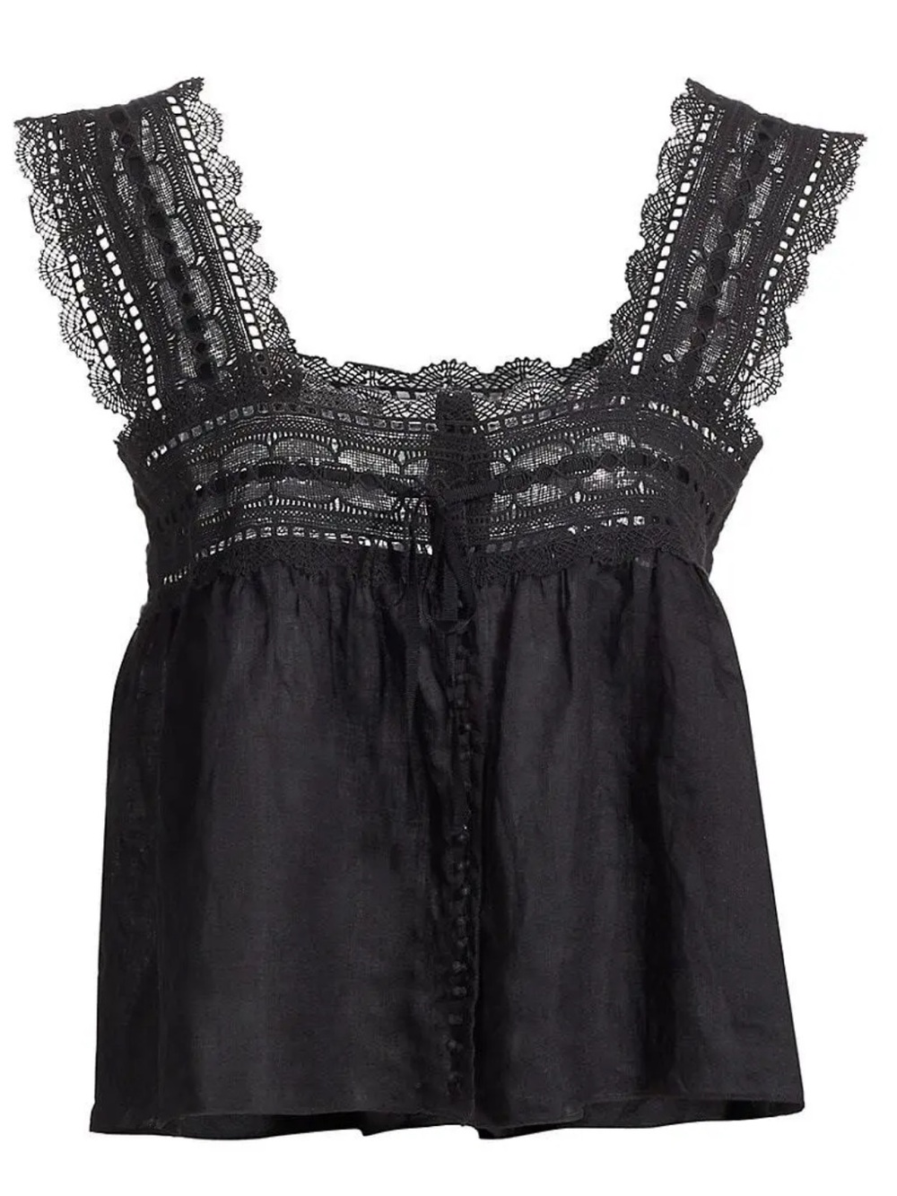 Doen Black Lace-Trim Camisole Top